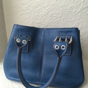Tignanello Blue Leather Satchel